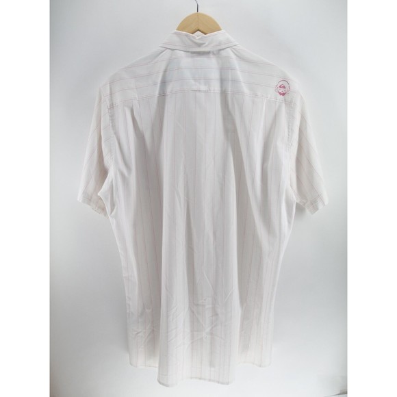 Quicksilver Mens Shirt Button Front White Short Sleeve XL Embroidered and Print‎ - Picture 7 of 10